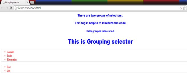 Grouping selector